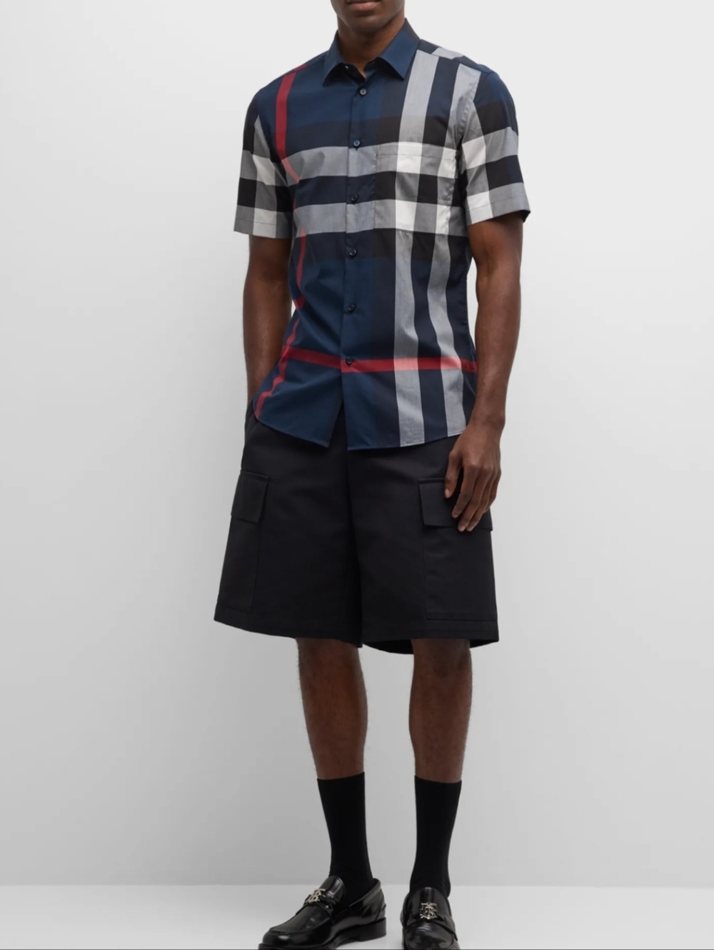 Burberry Brit Summerton Check Short Sleeve  Cotton Poplin Button Down Shirt